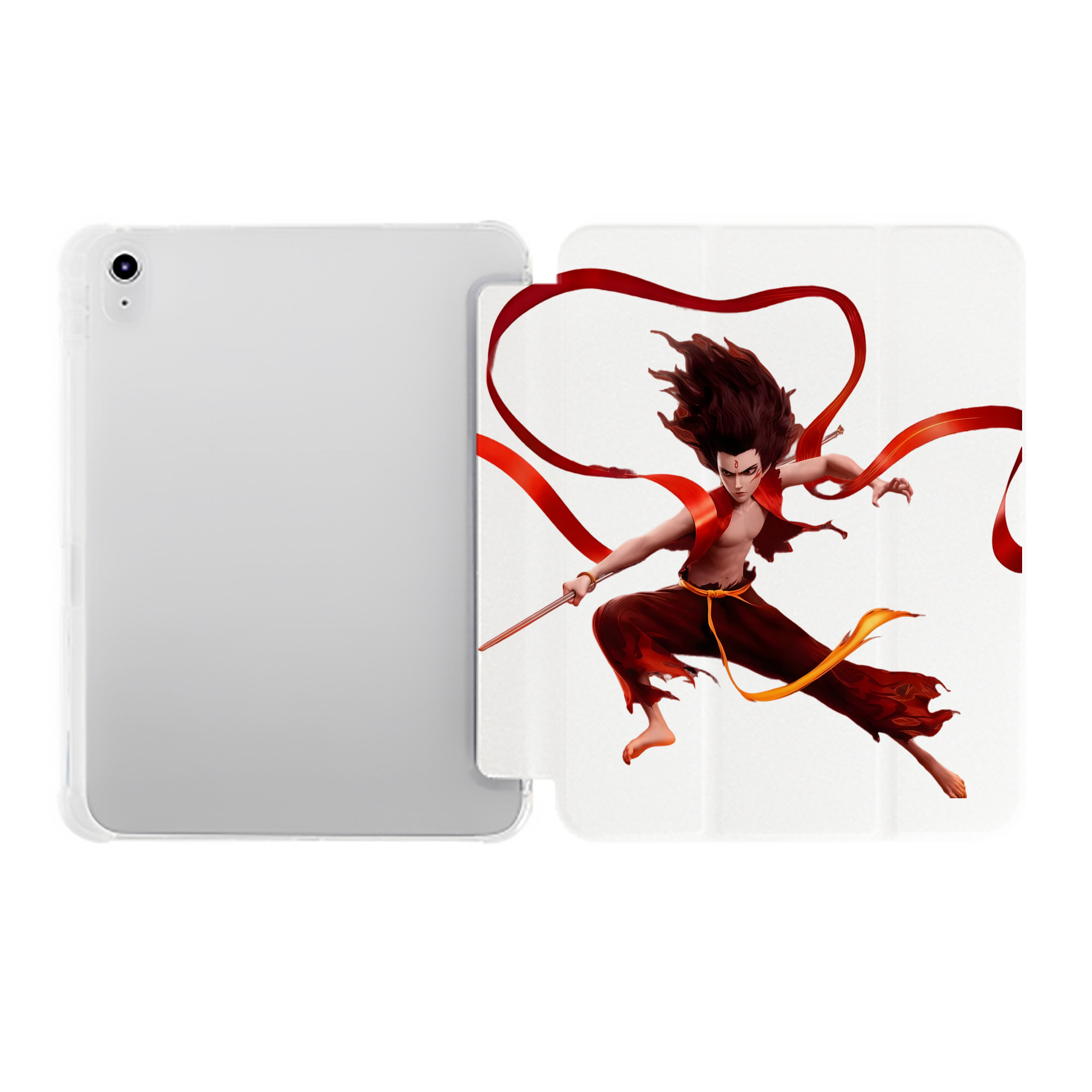 （画像用） Ne Zha 2 ナタ 魔童の大暴れ IPad ケース ペン収納付き 三つ折りスタンド PUレザー×シリコン 対応機種9.5/10.5/10.9インチ
